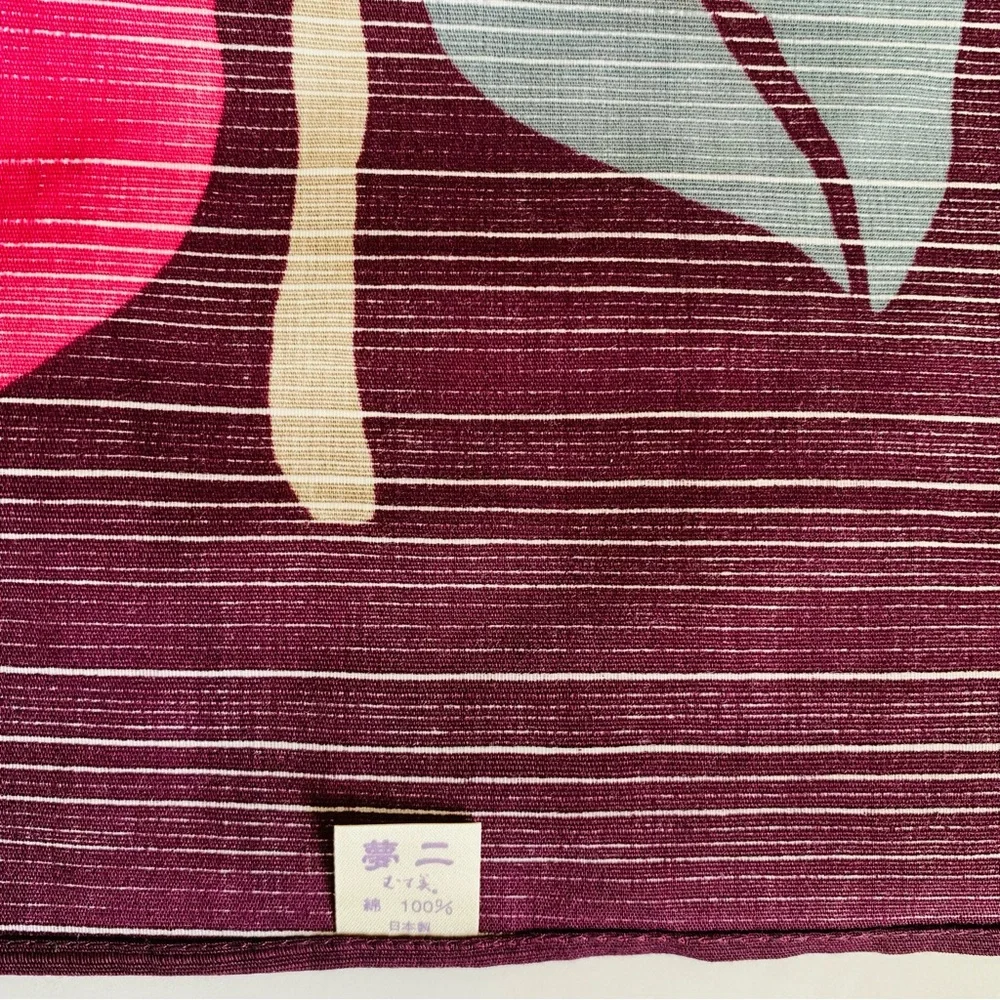 Musubi Japanese Furoshiki 36” Takehisa Yumeji Camellia Purple Cotton Cloth Japan